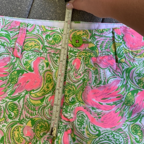 Lilly Pulitzer The Walsh Short Hot Wings 2 Flamingo Pink Green EUC - Picture 7 of 8